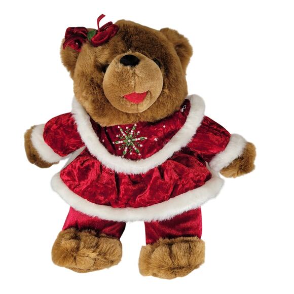 Christmas Bear Plush Set 14" Boy Girl Red Outfit Stuffed Animal Toy Dan Dee 2005 - Picture 4 of 16